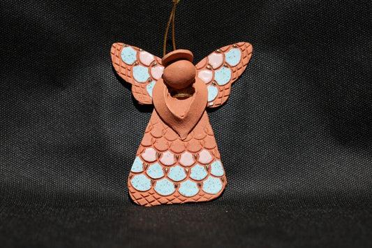 Lace Angel With Pink Turquoise and Genuine Gold Accents